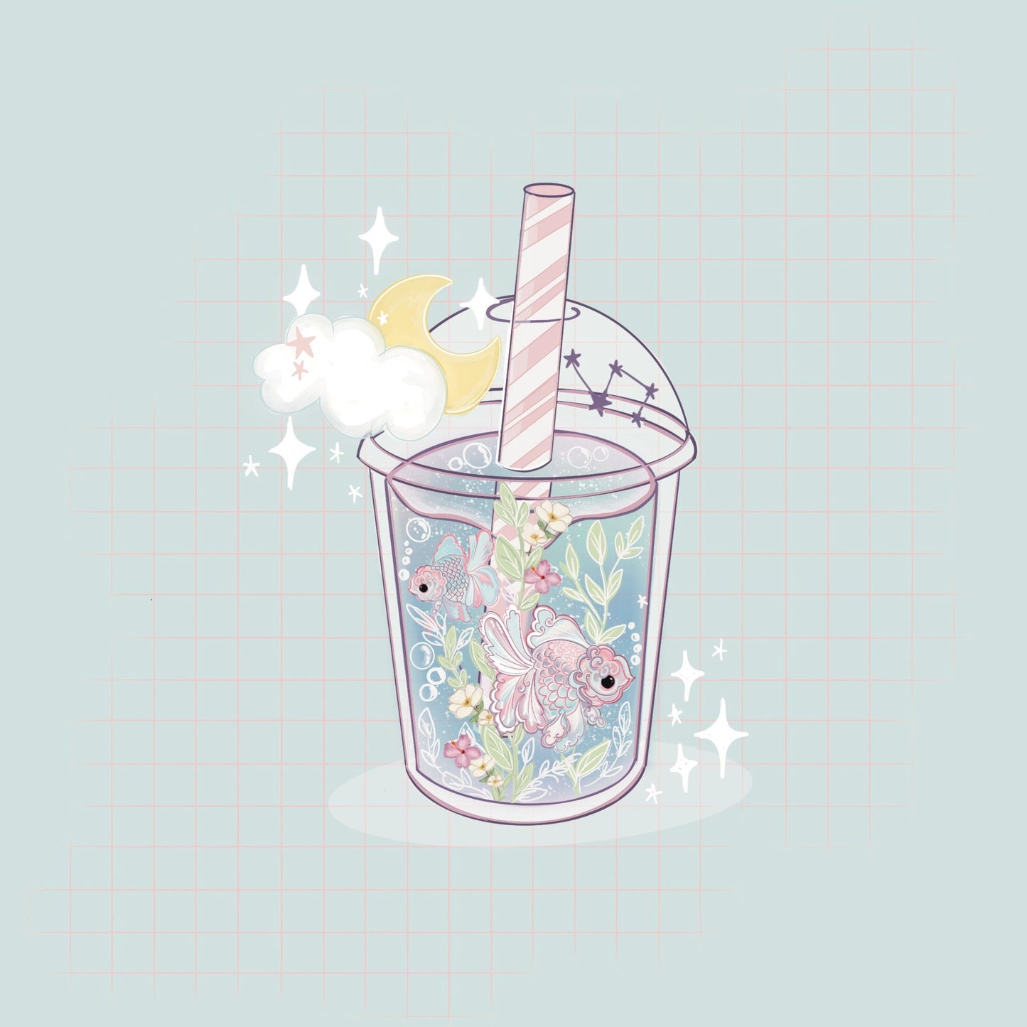 Kawaii bubble tea sticker pack, Boba Digital Art, Stickers, Kawaii Illustration, space, Stationary, Magic, tea, bujo bullet journal.