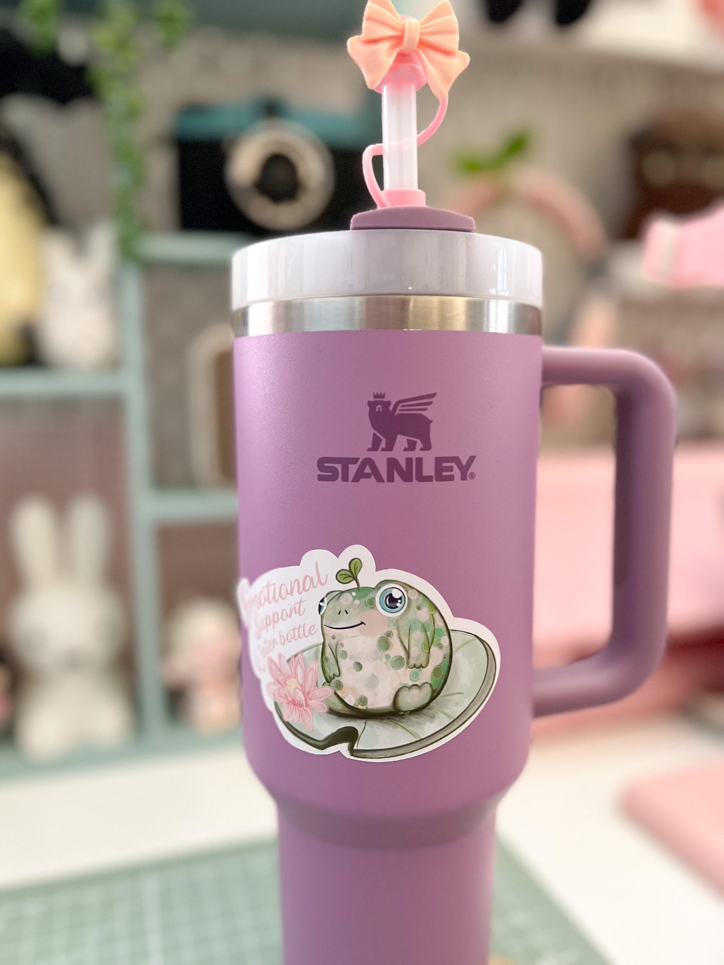 Emotional Support Frog Water Bottle Sticker | Motivational Quote Decal | Positive Affirmation Vinyl Sticker