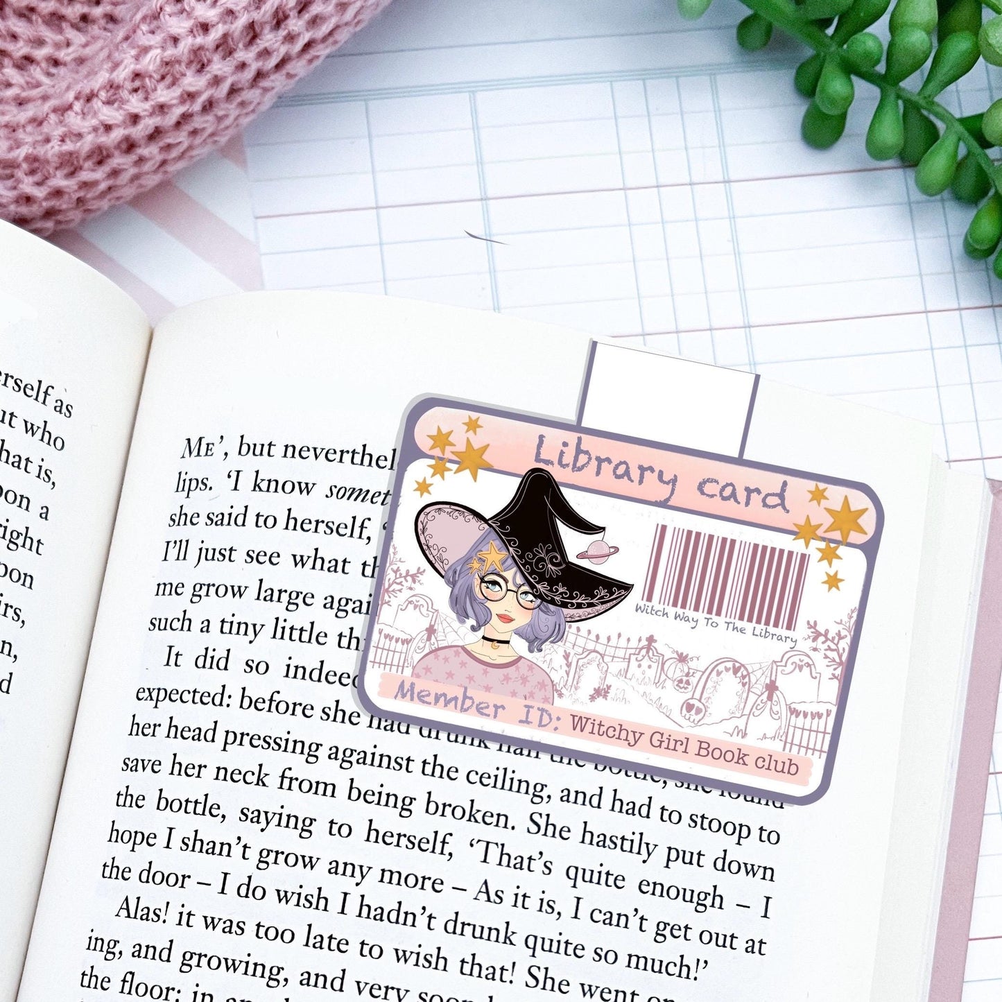 Witchy girl book club magnetic bookmark / cosy bookish Halloween autumn bookmark / Digital art, books ,bookish cute stationery