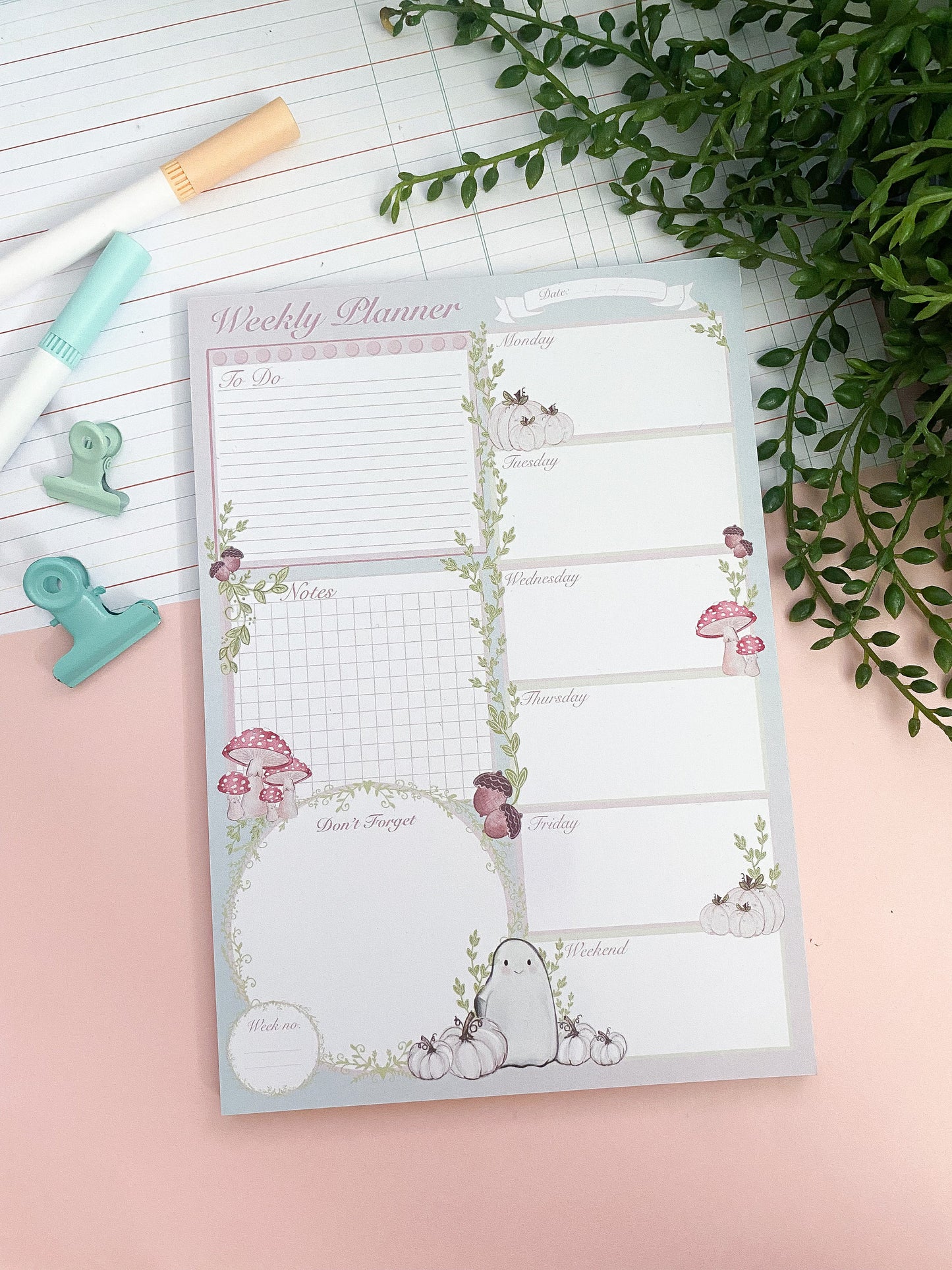 A5  Weekly Planner. Spooky planner, notepad. Organisational planner, Memo pad. Notes. Journal, bujo. Mental Health planner