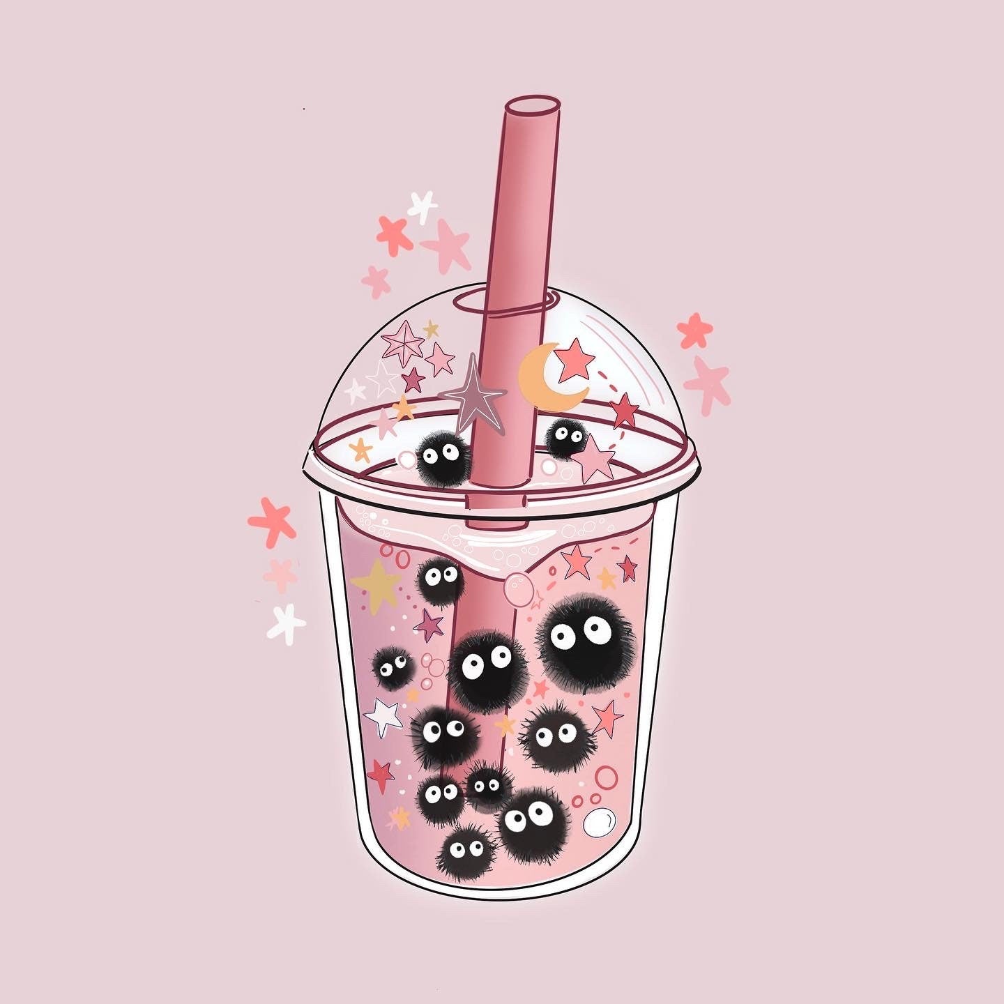 Kawaii bubble tea sticker pack, Boba Digital Art, Stickers, Kawaii Illustration, space, Stationary, Magic, tea, bujo bullet journal.
