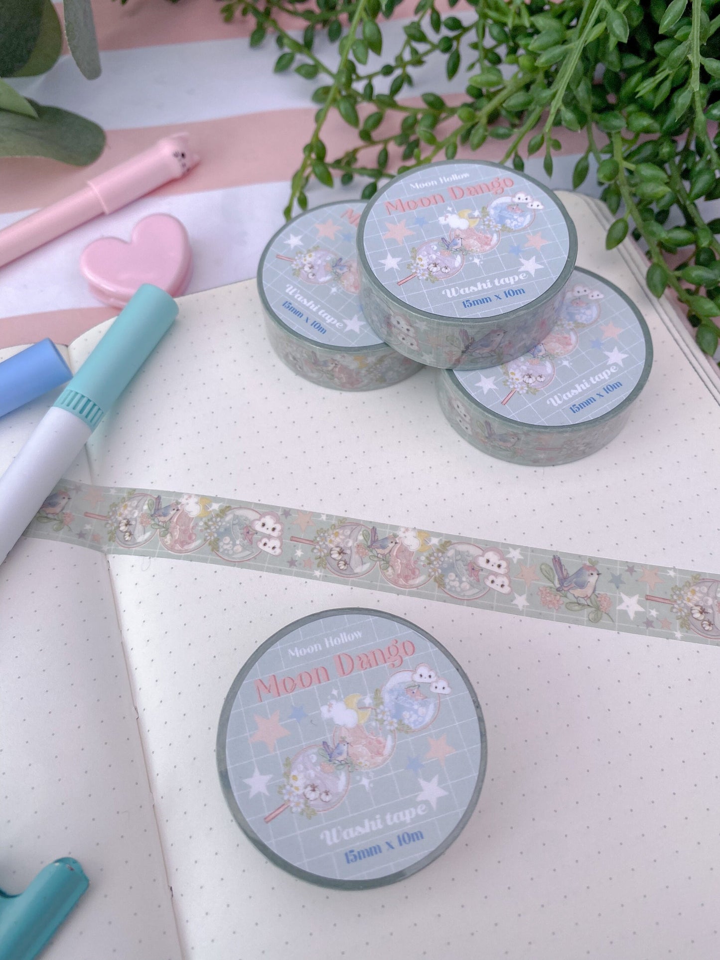 Kawaii dango Washi tape /kawaii Cute moon / washi tape. Cute Kawaii gift stationery. Scrapbooking. Journal, bujo. Washi tape, aesthetic