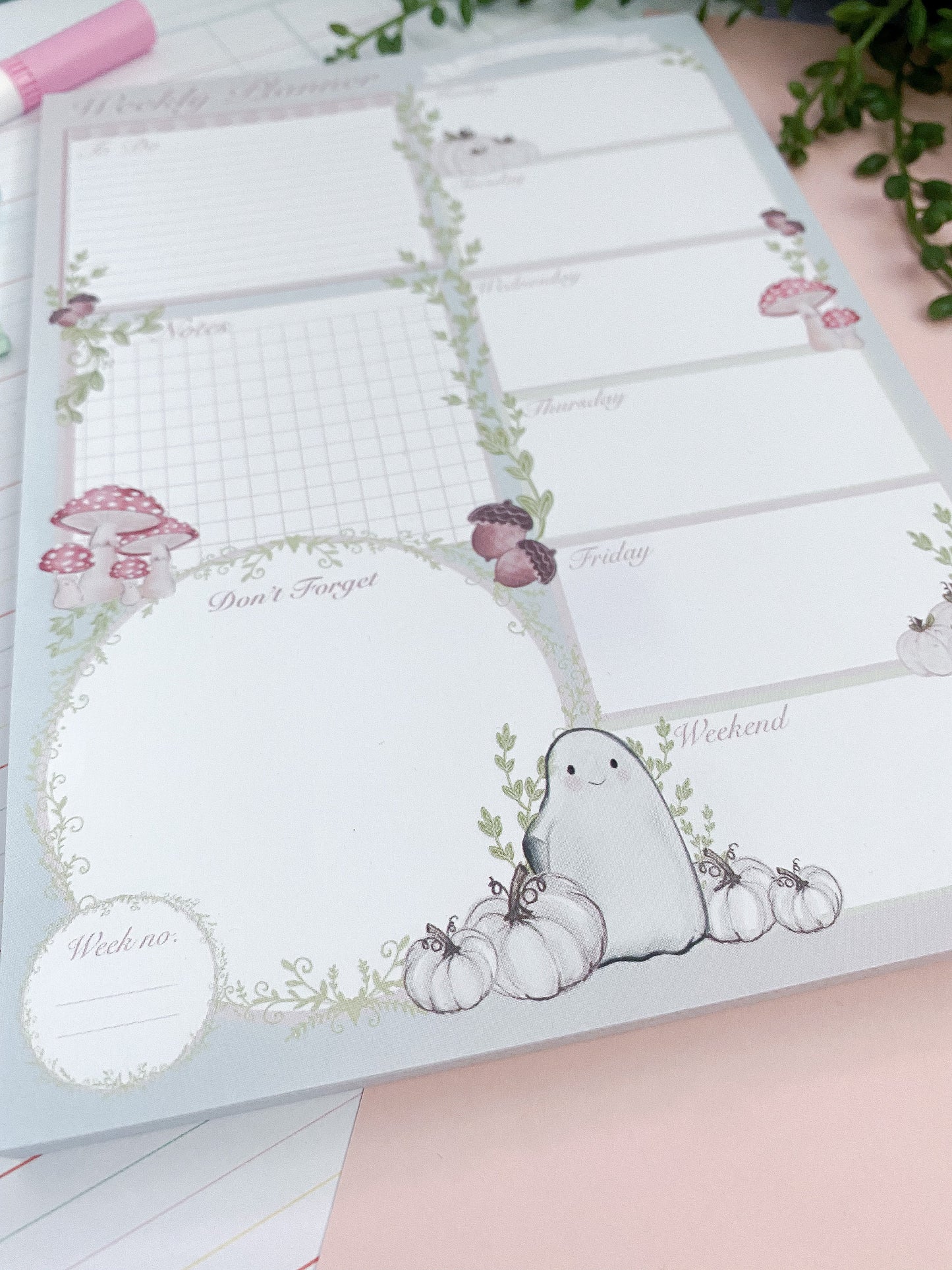 A5  Weekly Planner. Spooky planner, notepad. Organisational planner, Memo pad. Notes. Journal, bujo. Mental Health planner