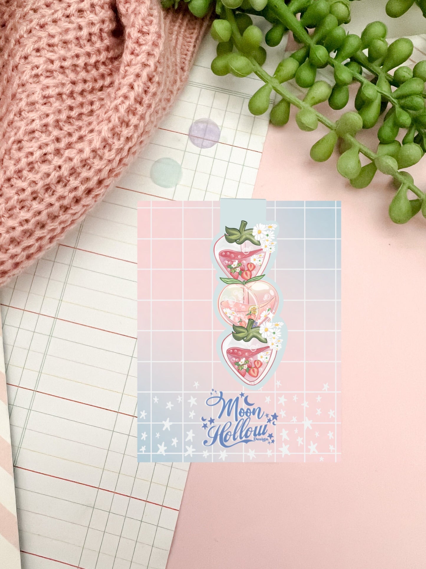 Strawberry Dango magnetic bookmark /  kawaii Japanese snacks bookmark / books, journal page maker,  reading gift Cute kawaii gift stationery