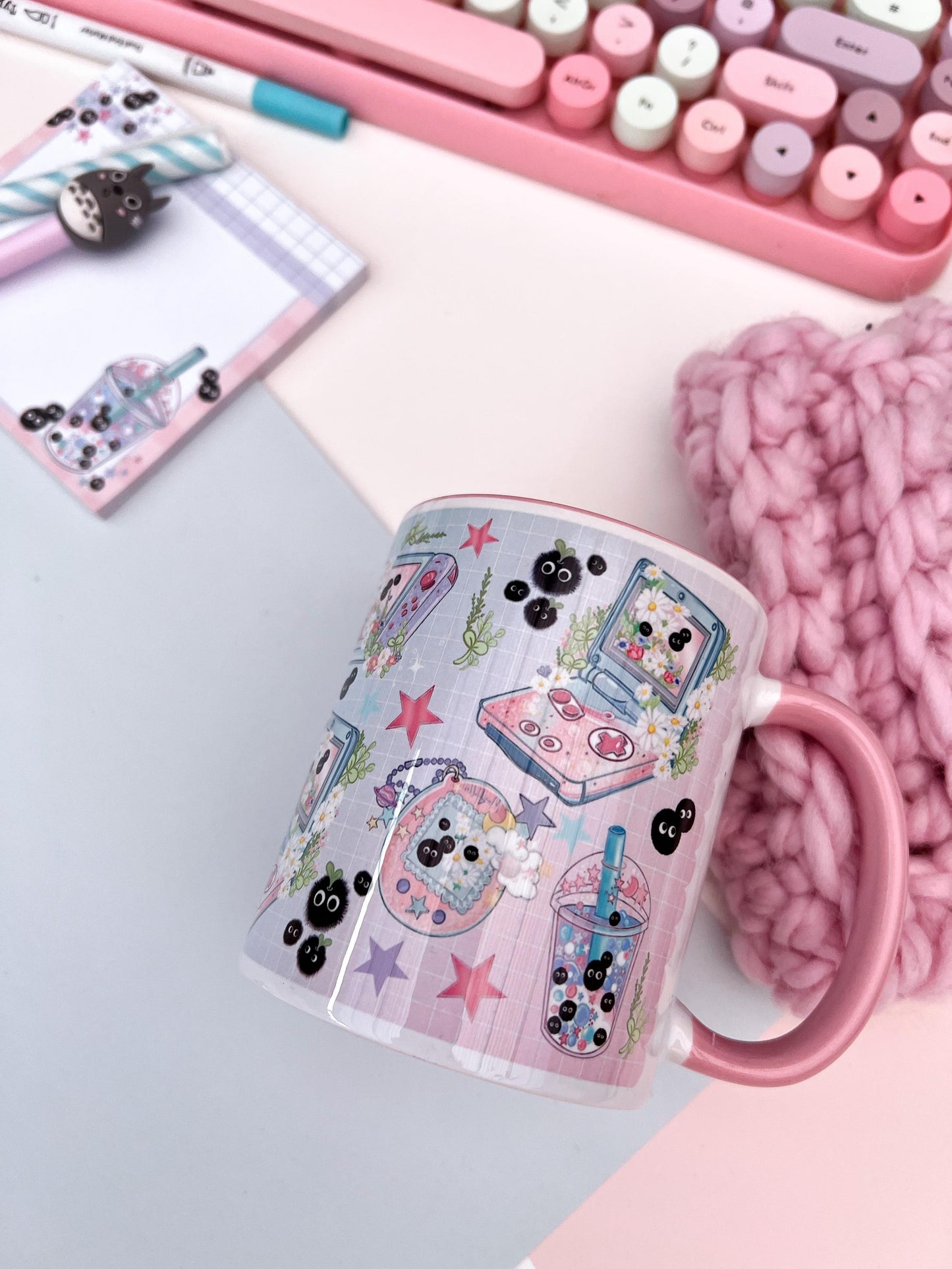 Cute Pink Kawaii Gaming Mug | Cute Gamer Coffee Cup | Adorable Tea Mug | Perfect Gift for Gamers | Whimsical Aesthetic. Cozy  Anime.