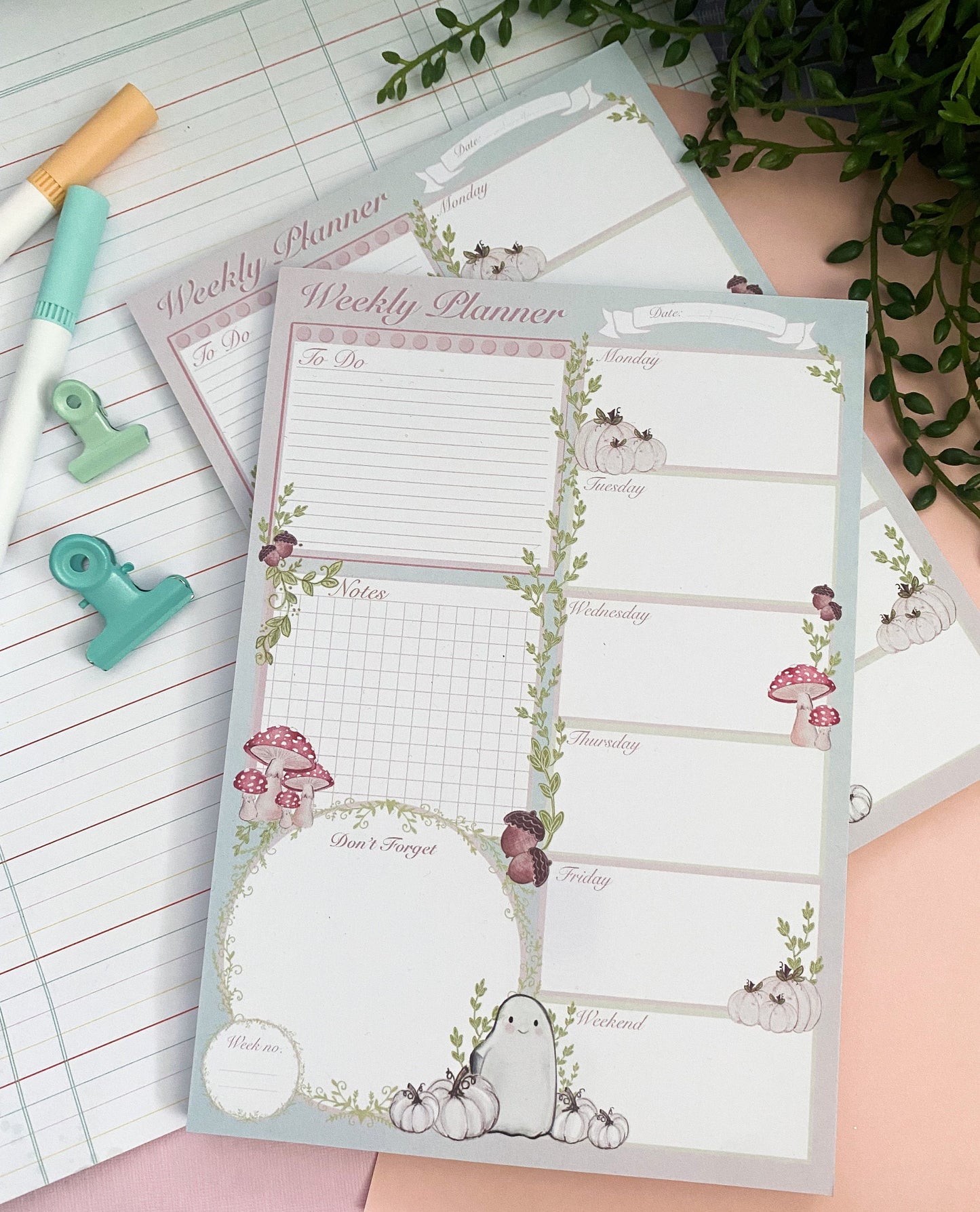 A5  Weekly Planner. Spooky planner, notepad. Organisational planner, Memo pad. Notes. Journal, bujo. Mental Health planner