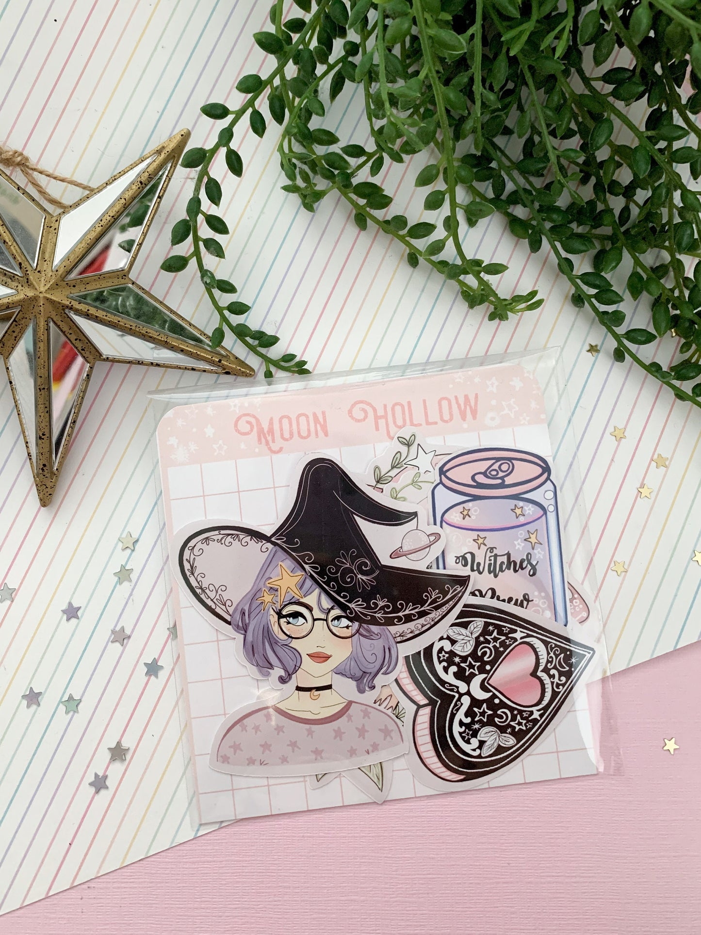 Purple Space Witch girl sticker pack//  Digital Art, Stickers, Witch, Illustration, space, Stationary, Magic , bullet journal.