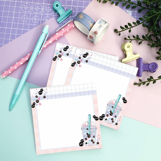 Bubble tea kawaii memo pad /  kawaii cottagecore memo  / Digital art, notepad. Cute kawaii gift stationery.  Notes. Journal, bujo