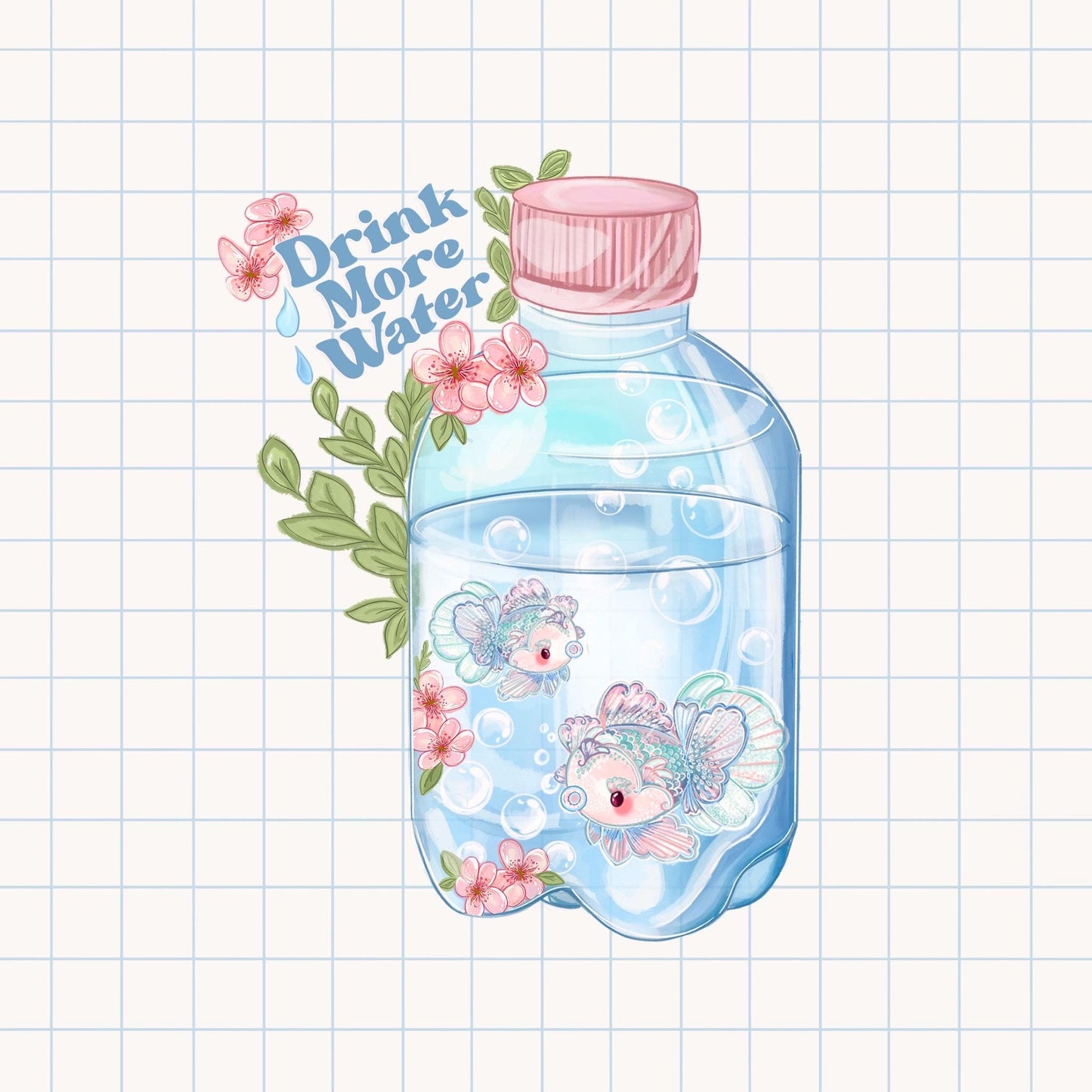 Cute Kawaii "Drink More Water" Die Cut Sticker | Aesthetic Water Reminder | Planner Stickers | Gift for Hydration Lovers