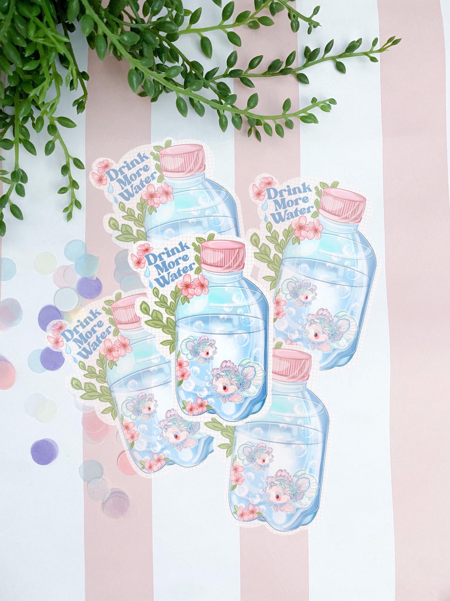 Cute Kawaii "Drink More Water" Die Cut Sticker | Aesthetic Water Reminder | Planner Stickers | Gift for Hydration Lovers