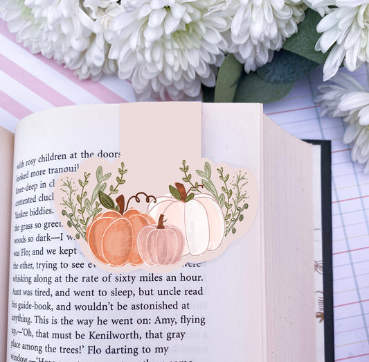 Pumpkin cottagecore magnetic bookmark.