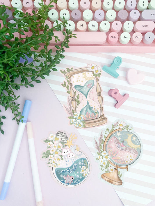Sail the world sticker pack, Stickers, Kawaii Illustration, space, Stationary.