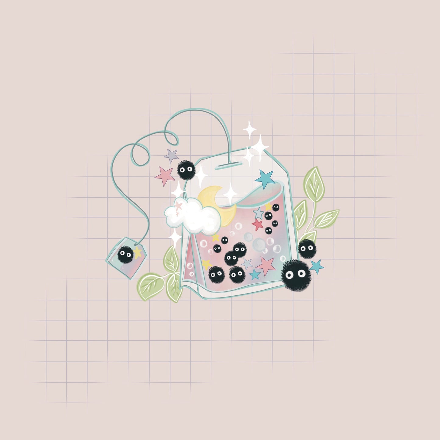 Bubble tea teabag sticker, kawaii bubble tea die-cut sticker/ Digital art, laptop decals. Cute gift, Bujo ,bullet journal, laptop, iPad