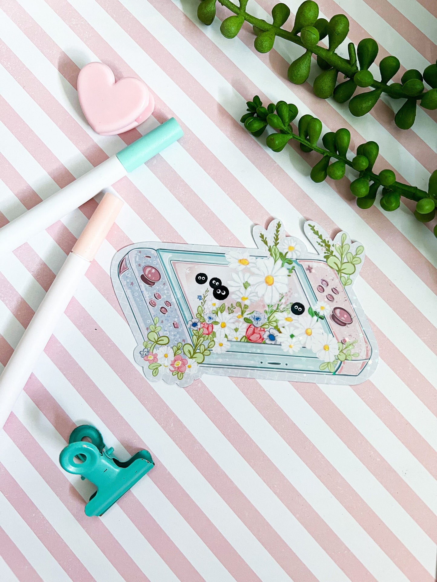 Kawaii gaming holographic sticker , Anime Digital Art, Stickers, Kawaii Illustration, space, Stationary, Magic, game, bujo bullet journal.