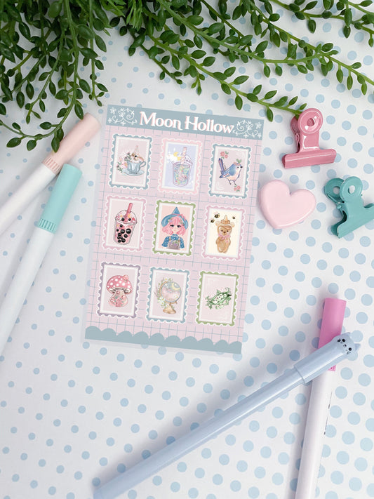 Moon Hollow stamp planner sticker sheet.