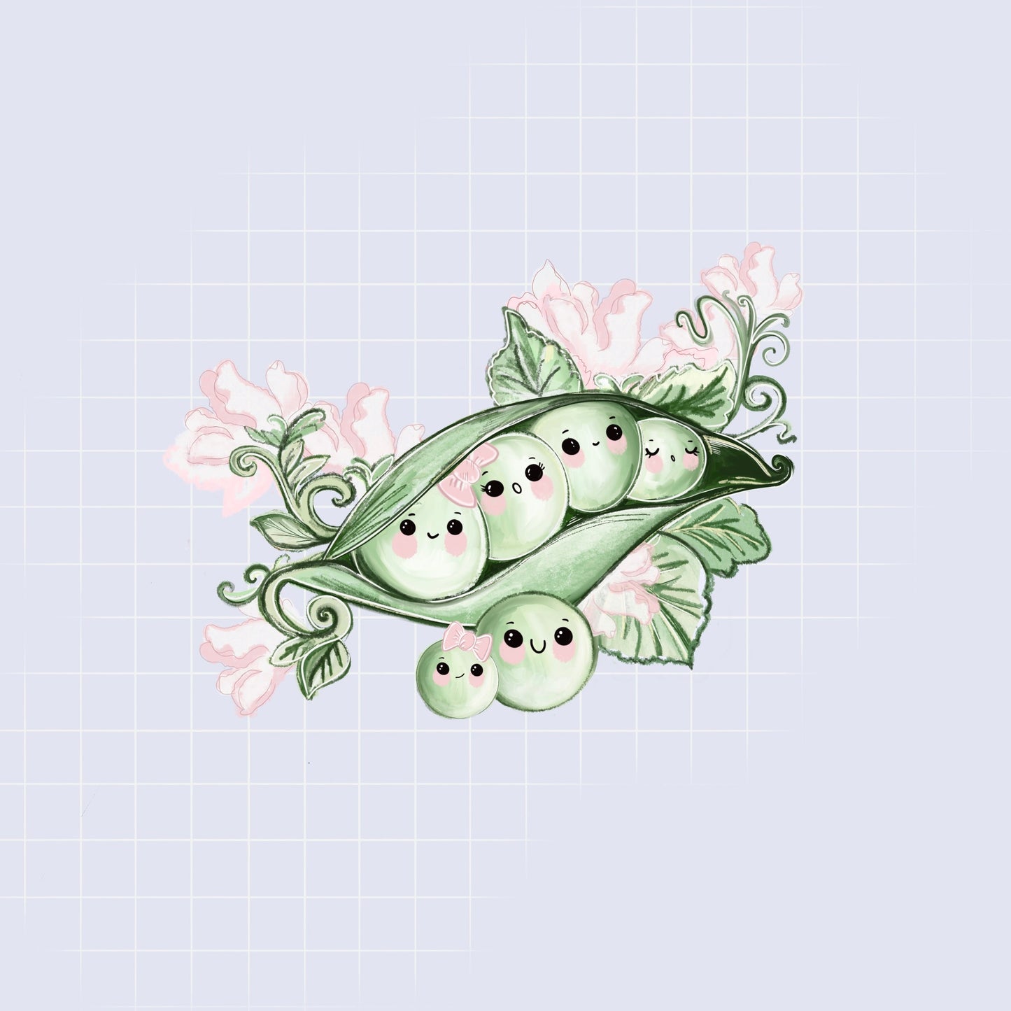 Kawaii peas in a pod cute die-cut sticker.