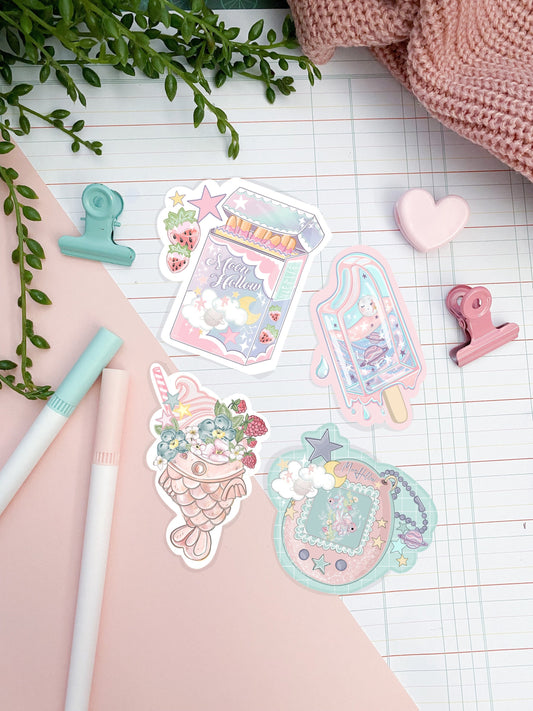 Kawaii snack & game sticker pack, Pocky, Kawaii Illustration, bullet journal.