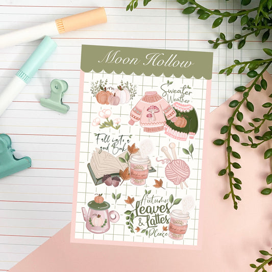 Autumn quotes fall, Booklover, bookworm cottagecore cozy bullet journal stickers. Reading stickers.