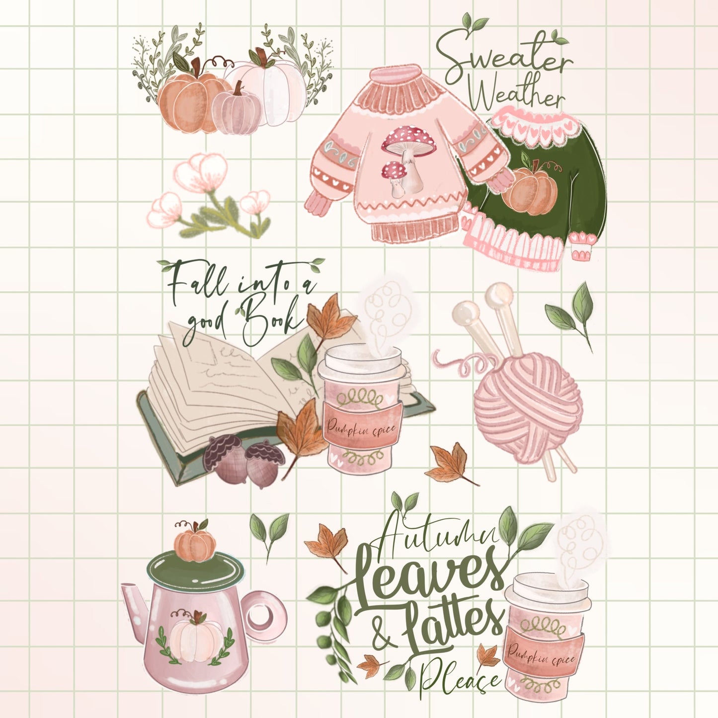 Fall into a good book sticker  /  Autumn Fall die-cut sticker.