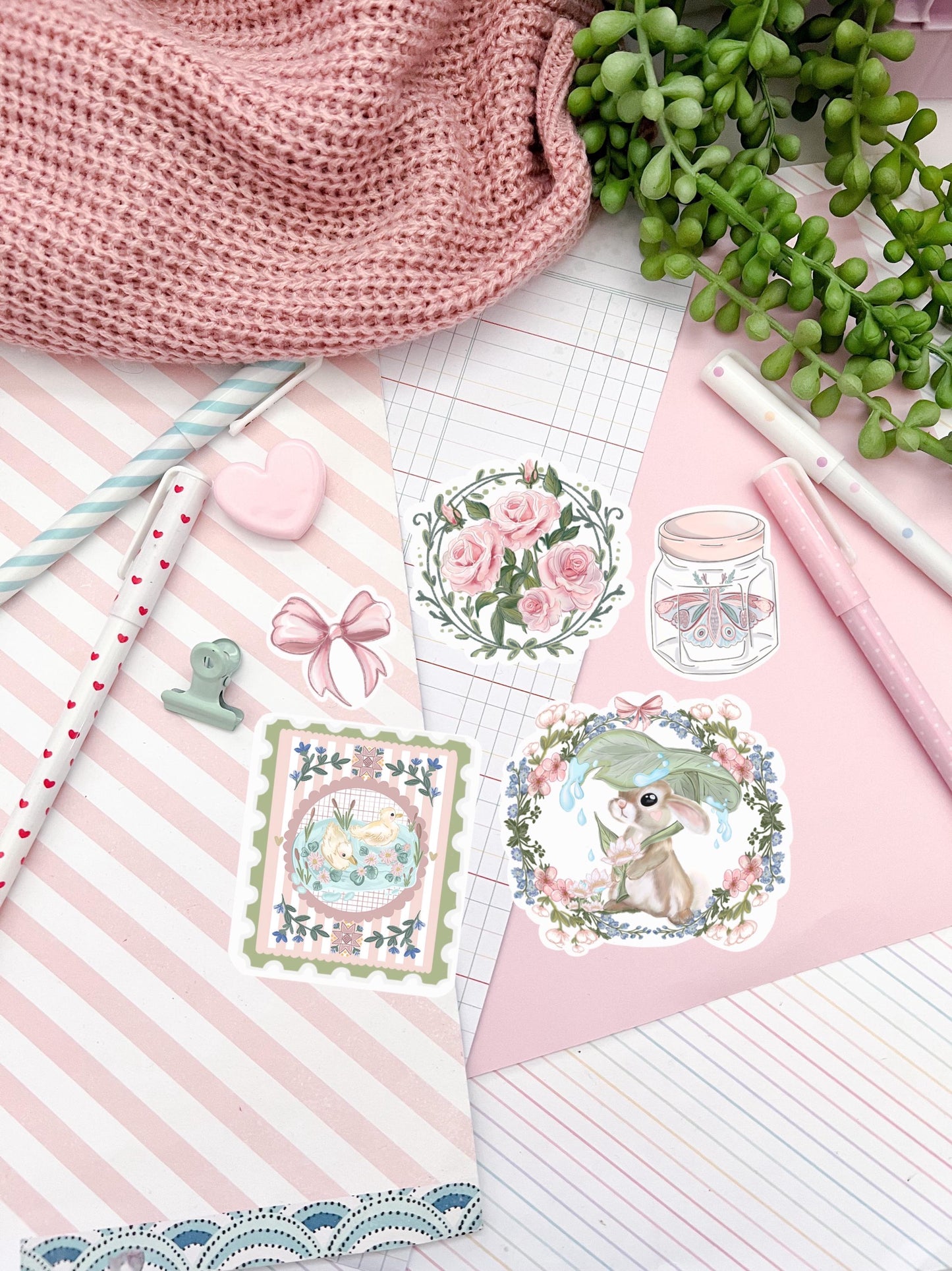 Cute Coquette bow & bunny sticker pack.