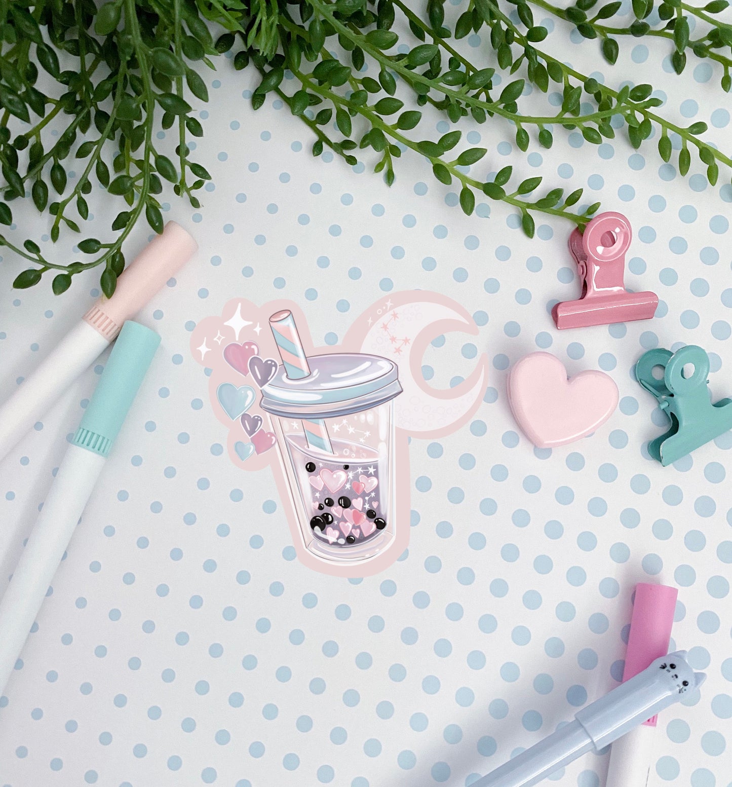 Valentines boba love Kawaii sticker  /  die-cut sticker/ Digital art, decals. gift stationery Bujo , bullet journal, laptop, iPad sticker.