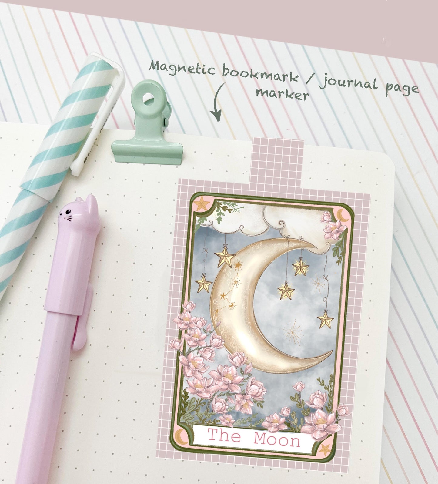 Vintage-Inspired Tarot Card Magnetic Bookmark | The Moon | Perfect Gift for Book Lovers | Witchy Aesthetic | Tarot Enthusiast Must-Have