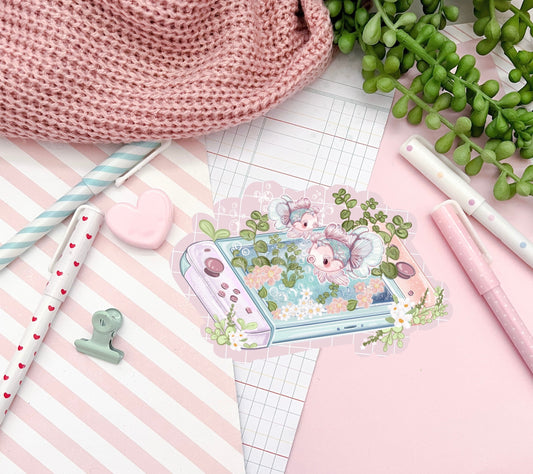 Kawaii gaming goldfish sticker , Anime Digital Art, Stickers, Kawaii Illustration, space, Stationary, Magic, game, bujo bullet journal.