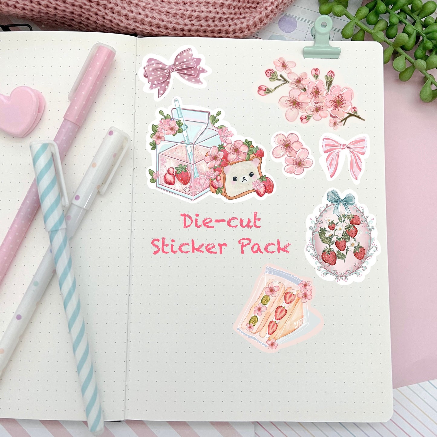 Blossom bear Sakura sticker pack//  Digital Art, Sticker set, cozy Illustration, Stationary, Magic, blossom spring , bujo bullet journal.