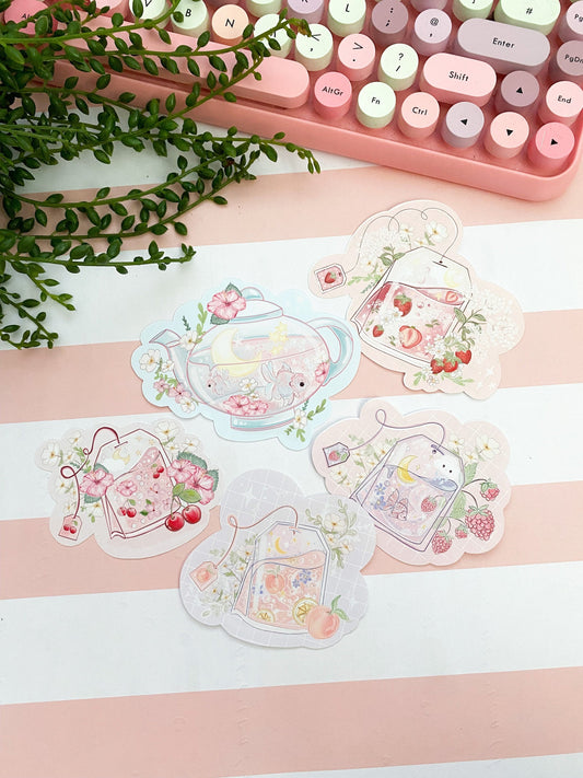 Cottagecore stickers, tea fruit sticker pack.