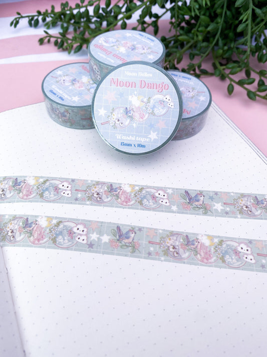 Kawaii dango Washi tape /kawaii Cute moon / washi tape. Cute Kawaii gift stationery. Scrapbooking. Journal, bujo. Washi tape, aesthetic