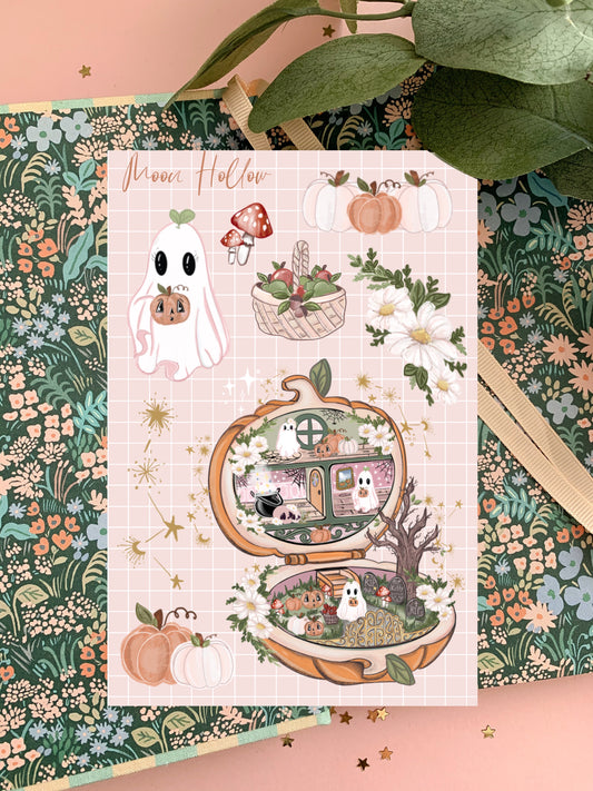Spooky Polly Pocket style sticker sheet 1pcs // Digital Art, 90s Nostalgia sticker.