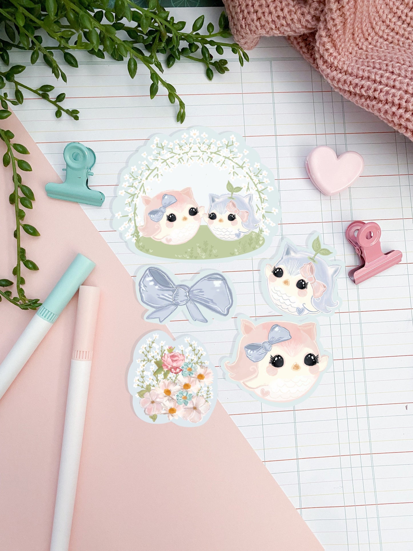Kawaii Owl cute sticker pack//  Digital Art, Stickers, Kawaii Illustration, space, Stationary, Kawaii stickers, journal stickers.