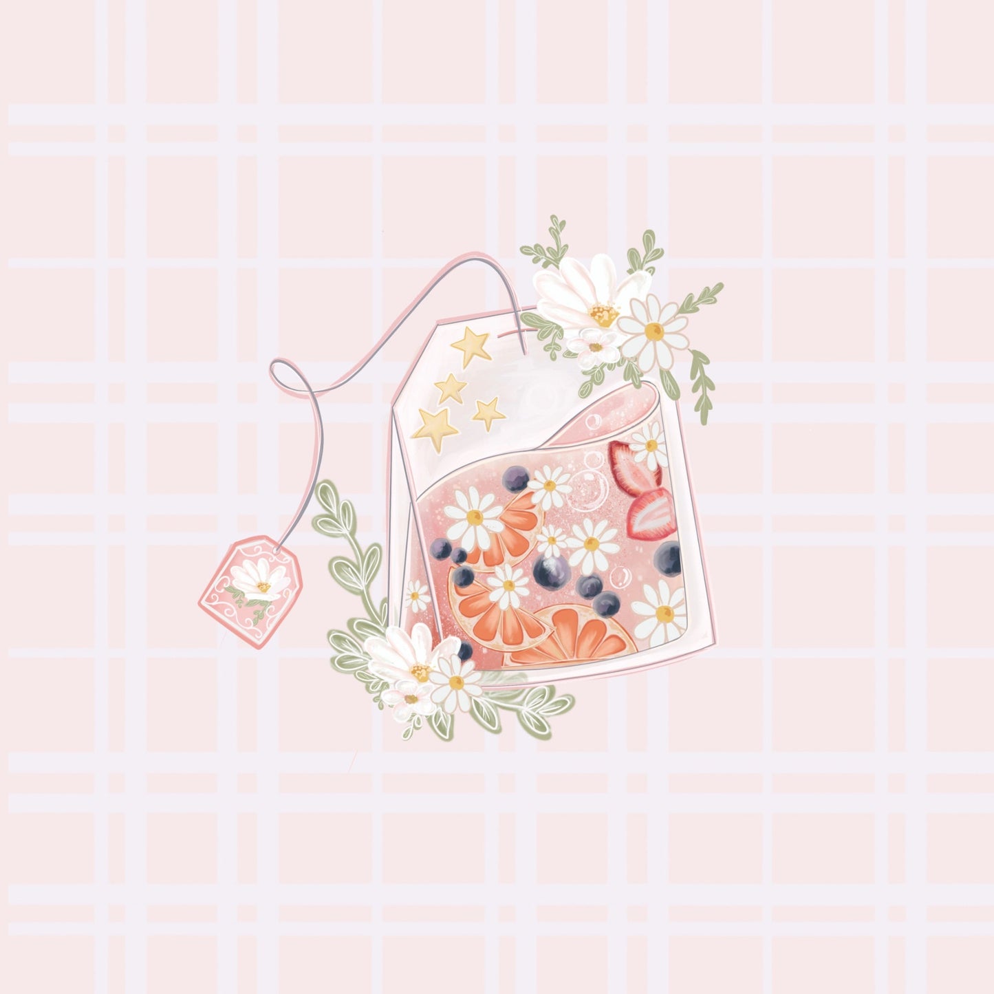 Summer fruit punch tea sticker  /  die-cut sticker/ Digital art, decals. gift stationery Bujo , bullet journal, laptop, tablet sticker.