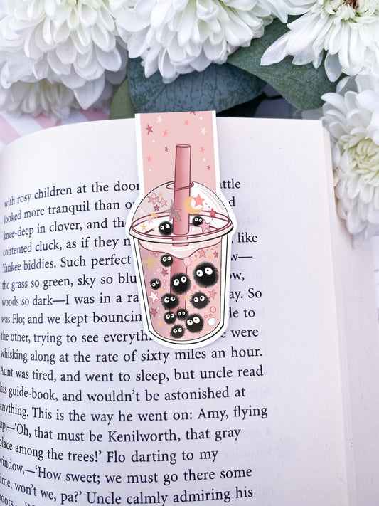 Bubble tea magnetic bookmark /  kawaii bookmark / books , reading. Cute kawaii gift stationery