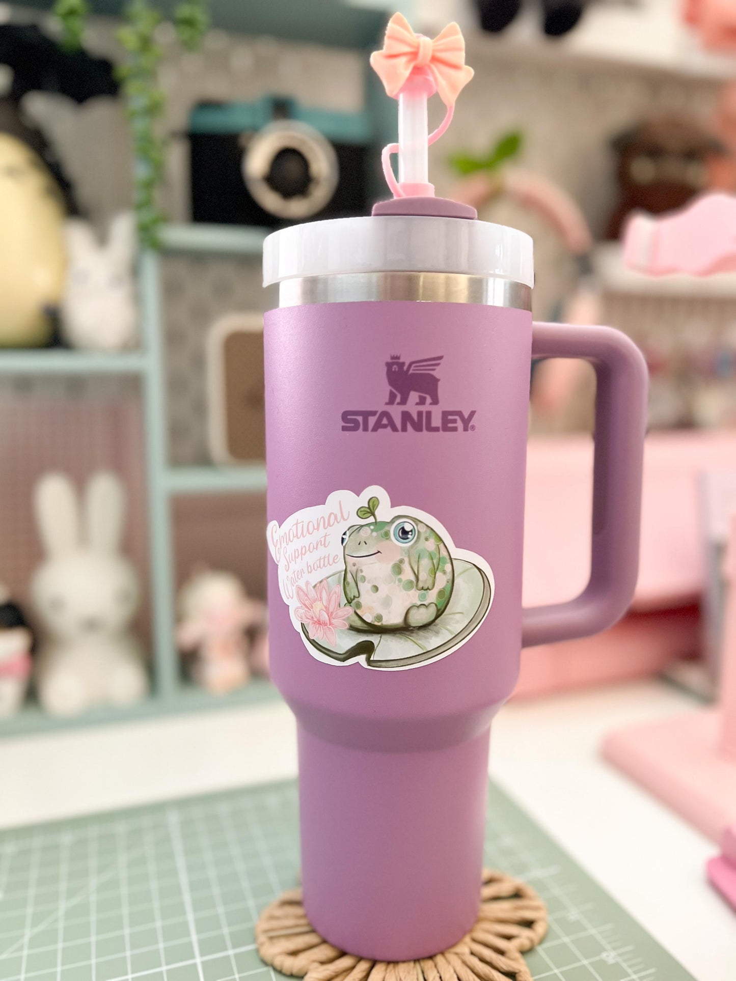 Emotional Support Frog Water Bottle Sticker | Motivational Quote Decal | Positive Affirmation Vinyl Sticker