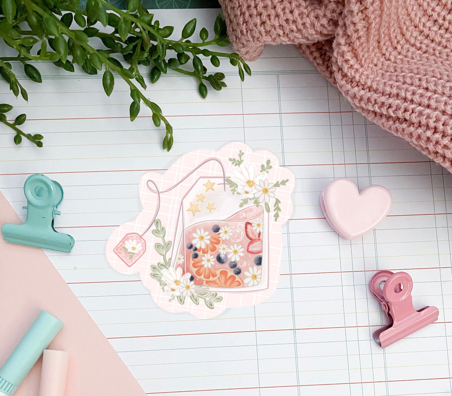 Summer fruit punch tea sticker  /  die-cut sticker/ Digital art, decals. gift stationery Bujo , bullet journal, laptop, tablet sticker.