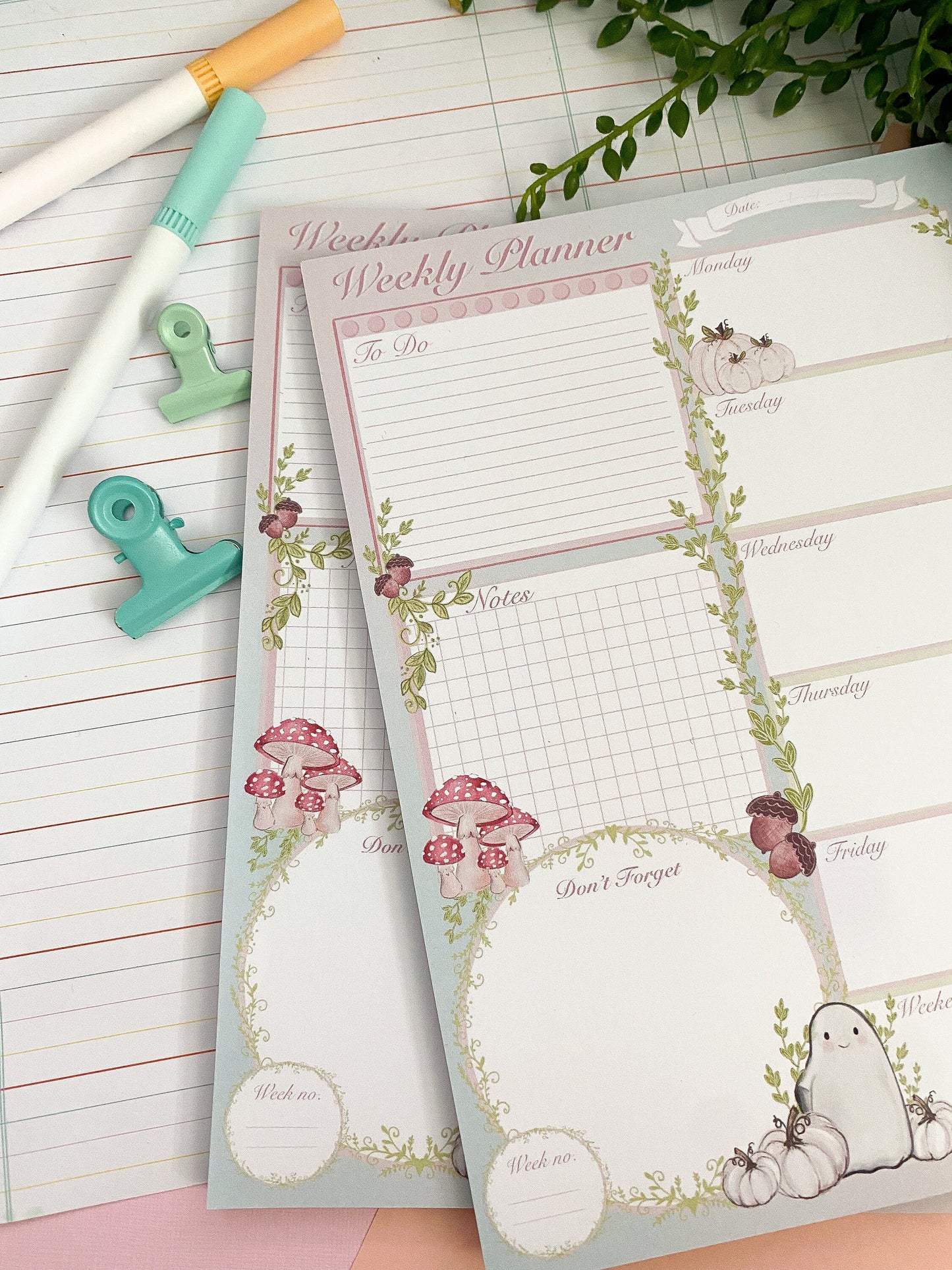 A5  Weekly Planner. Spooky planner, notepad. Organisational planner, Memo pad. Notes. Journal, bujo. Mental Health planner