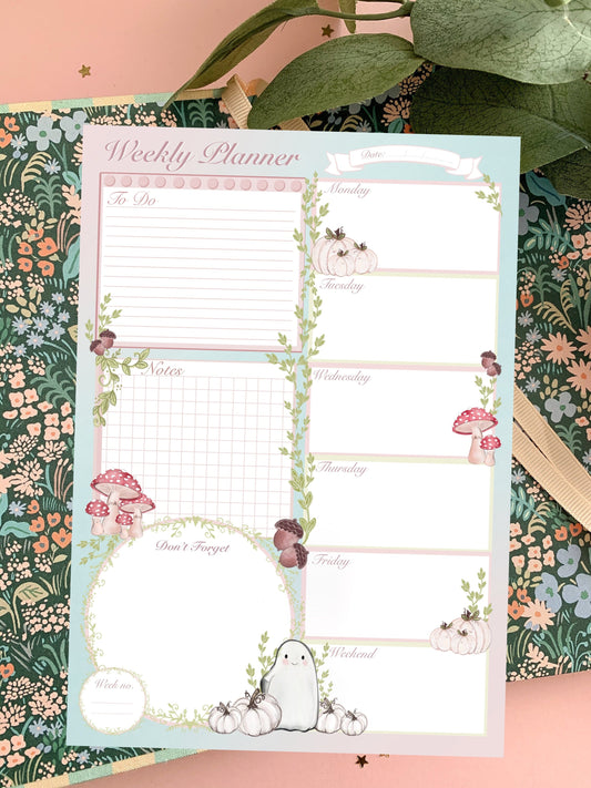 A5  Weekly Planner. Spooky planner, notepad. Organisational planner, Memo pad. Notes. Journal, bujo. Mental Health planner