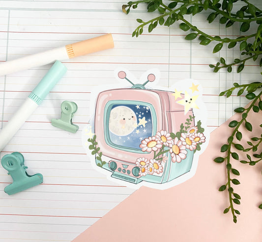 Book lover retro aesthetic large sticker.