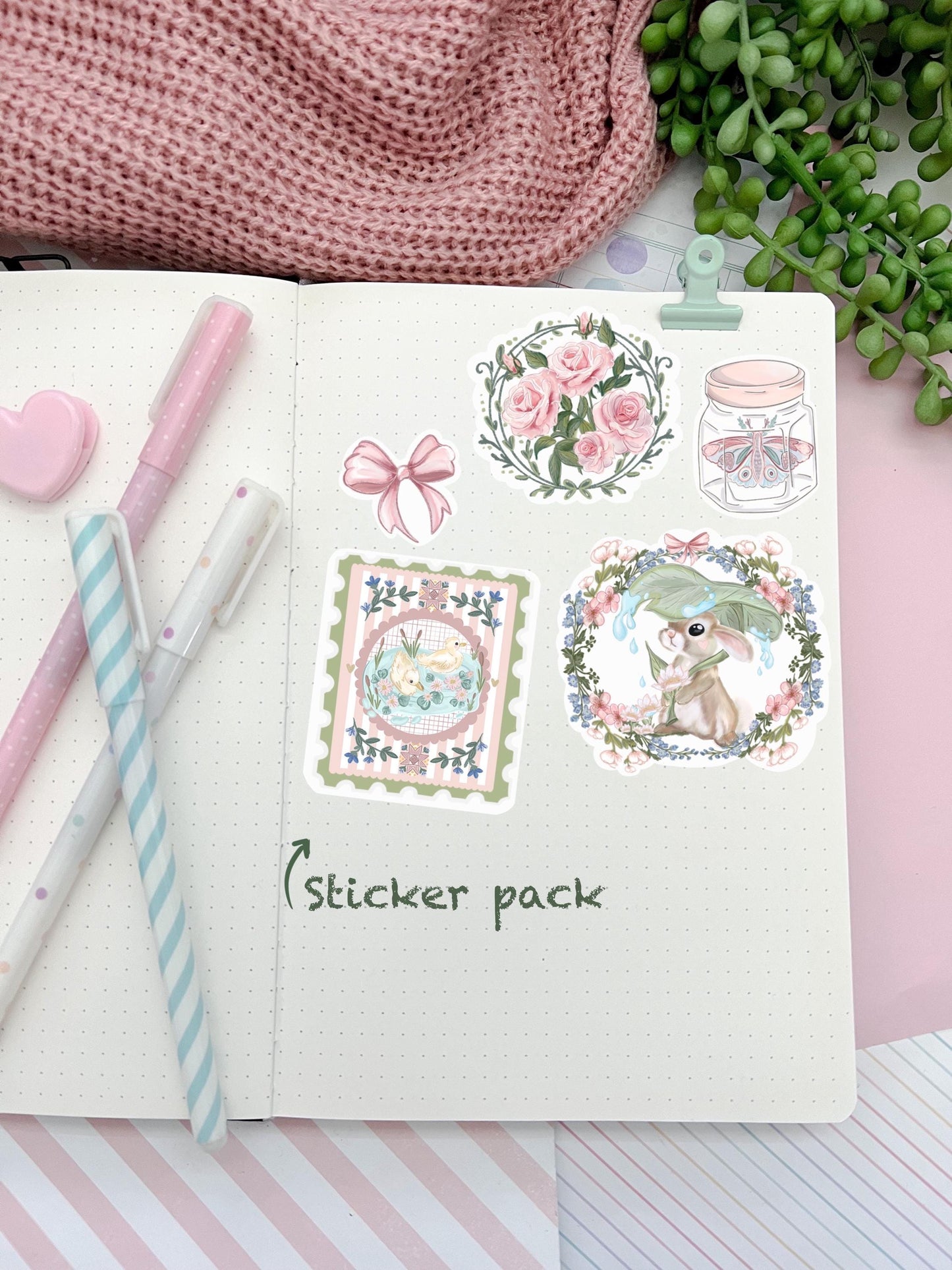 Cute Coquette bow & bunny sticker pack.
