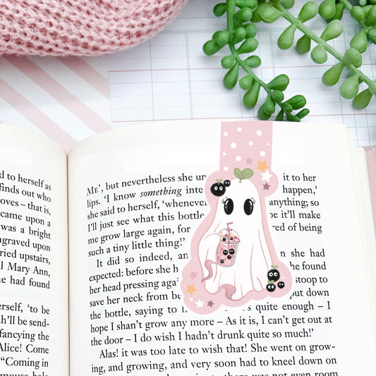 Sprout bubble tea ghost magnetic bookmark /  halloween bookmark