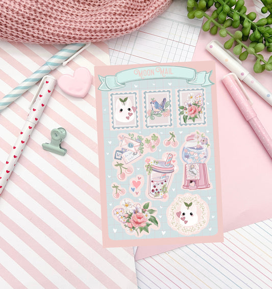 Cute penpal journal sticker sheet, Hand drawn, Stickers, flowers Illustration, journaling, Stationary, Bujo, scrapbook bullet journal.