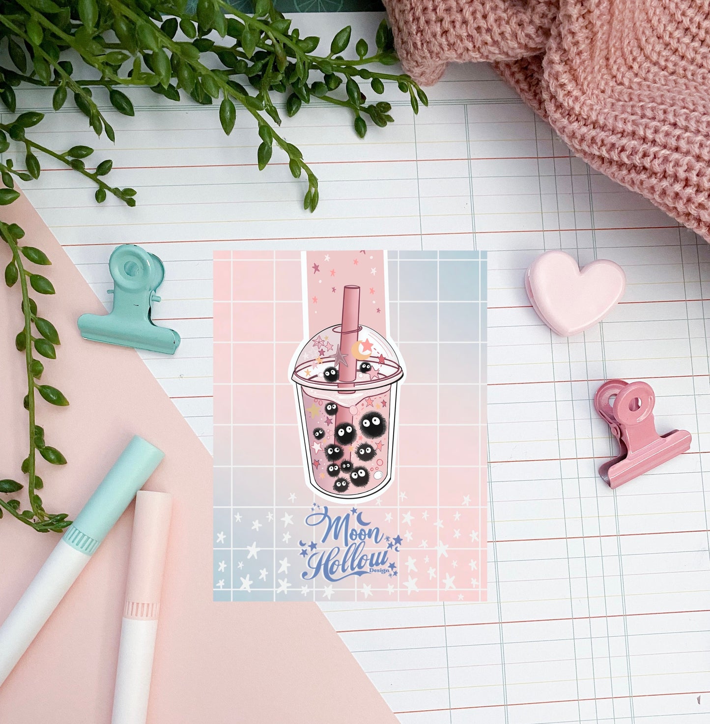Bubble tea magnetic bookmark /  kawaii bookmark / books , reading. Cute kawaii gift stationery