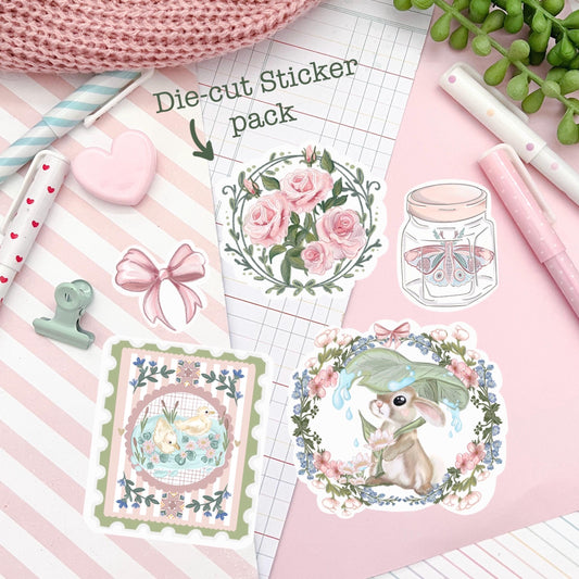 Cute Coquette bow & bunny sticker pack.