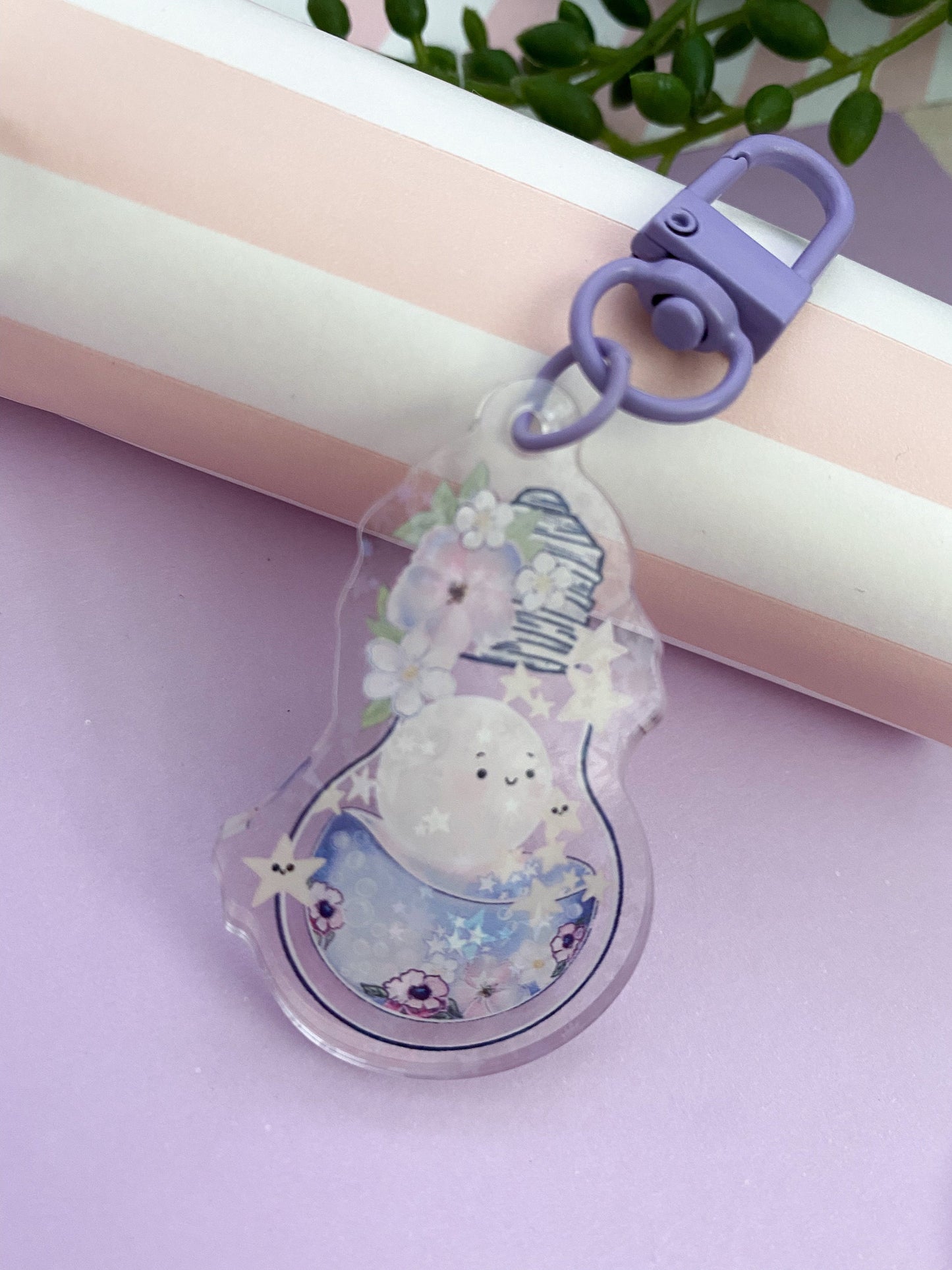 Holographic light bulb moon, stars cute acrylic charm, keychain, keyring, bag charm, cute accessories. Gift, keychain. gift