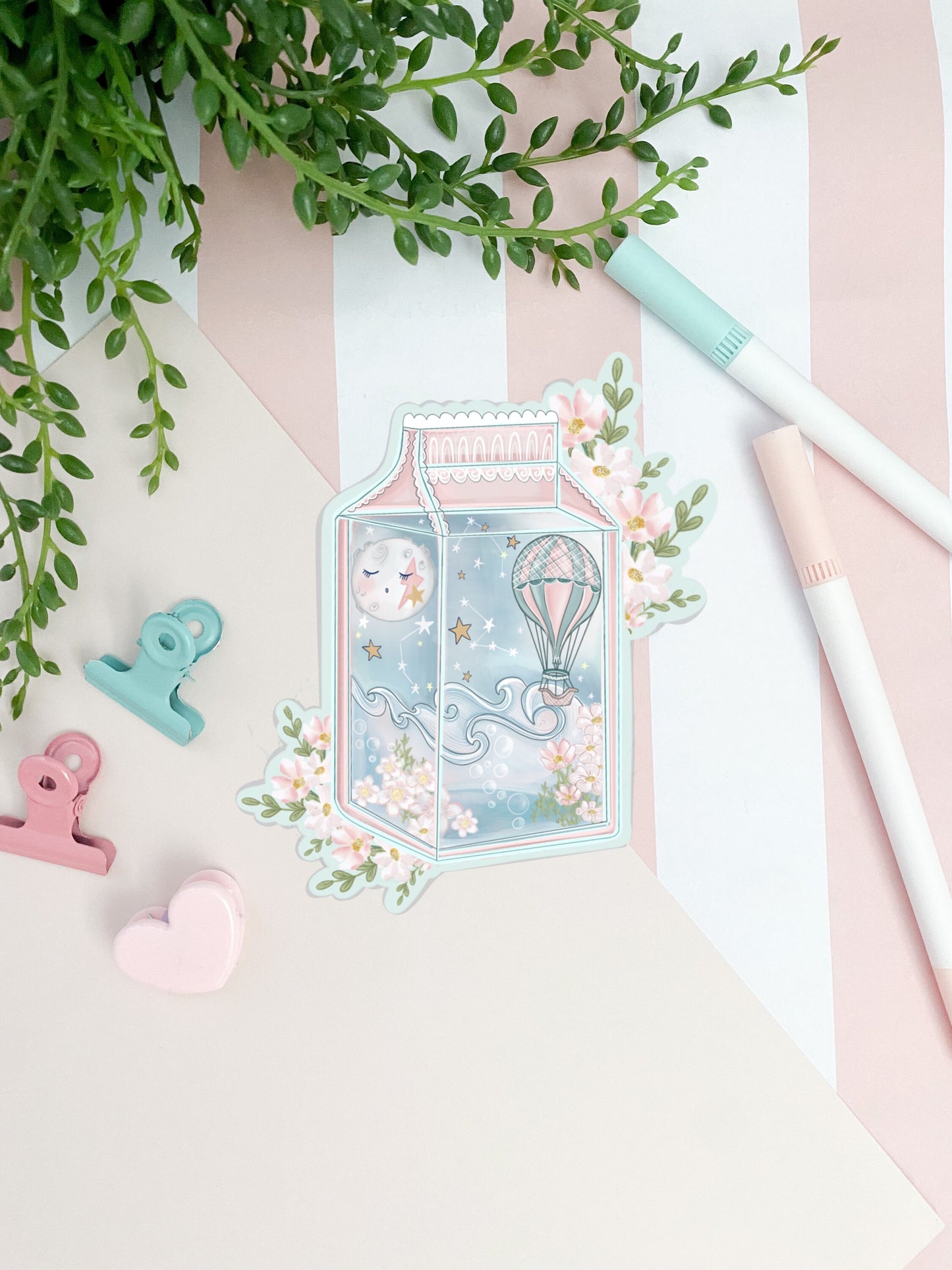 Fly away with me  juice sticker / kawaii juice die-cut sticker