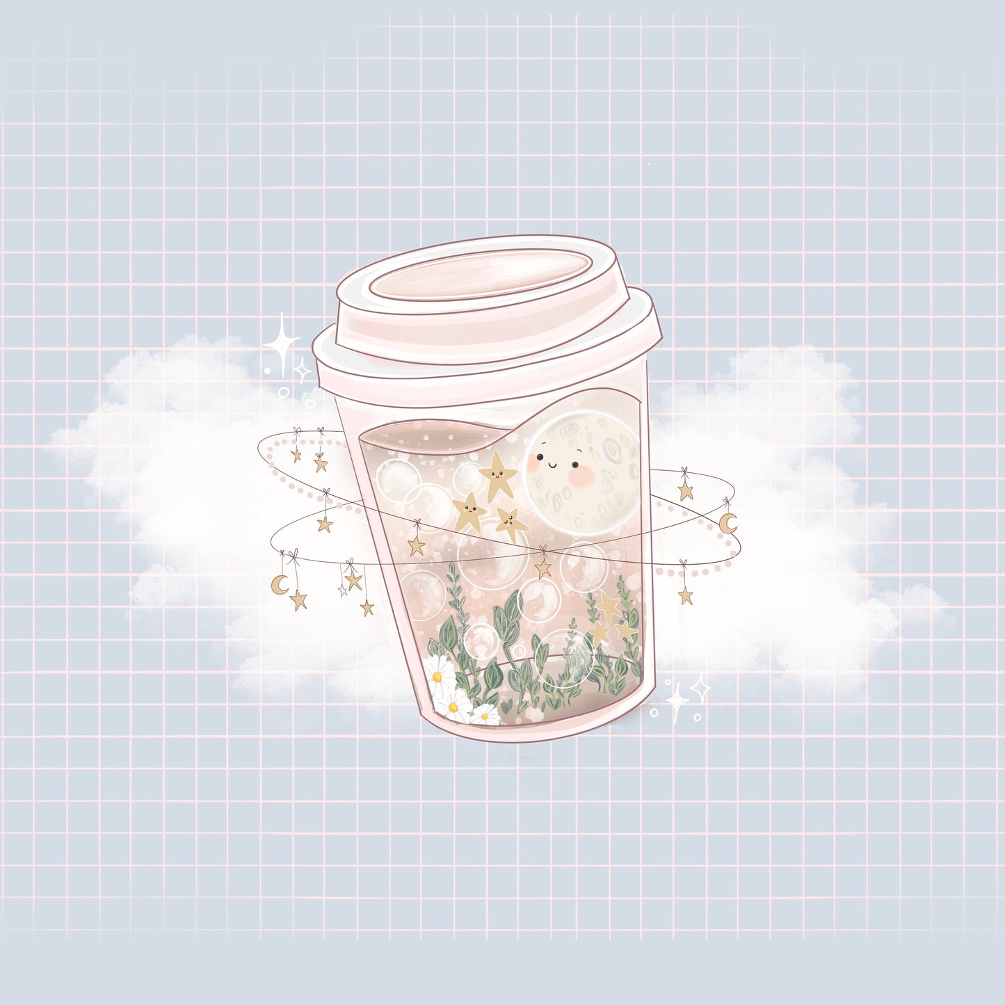 But first coffee sticker sheet, Cute Digital Art, Stickers, Kawaii Illustration, flowers, Stationary, scrapbooking, bullet journal.