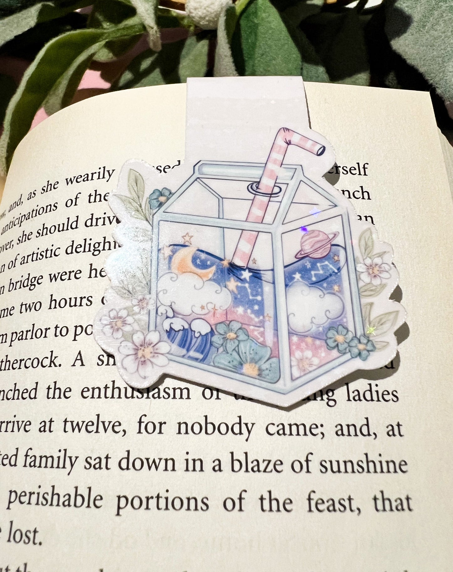 Kawaii holographic juice magnetic bookmark /  bookmark / Digital art, books , reading book lover gift. Bookish. Bookmarks