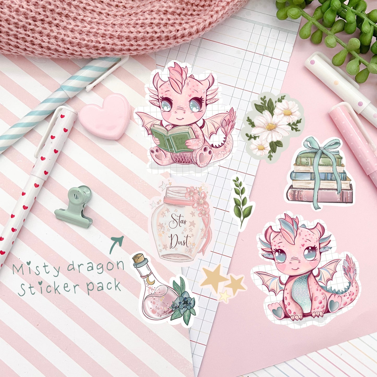 Misty dragon & friends magical sticker pack, Magic , bullet journal.