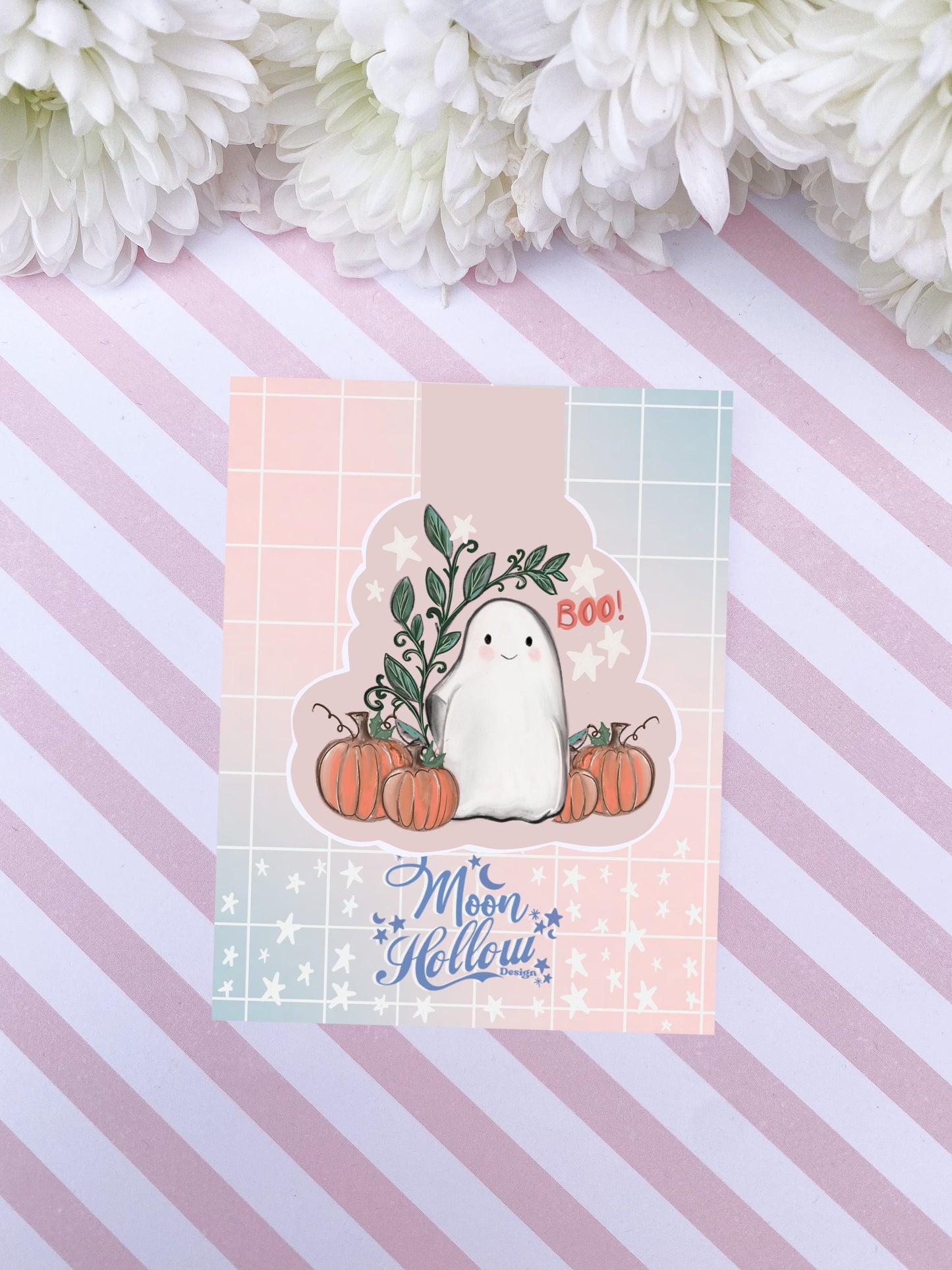 Pumpkin ghost magnetic bookmark /  halloween bookmark / Digital art, books , reading  Halloween fall gift, spooky cute stationery